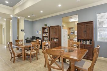 Dining area with wooden table